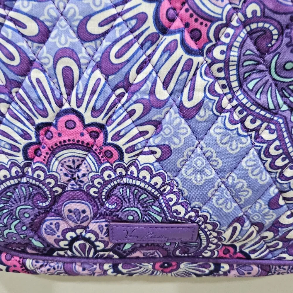 Vera Bradley Iconic Triple Zip Hipster Crossbody Bag Regal Rosette Purple Boho